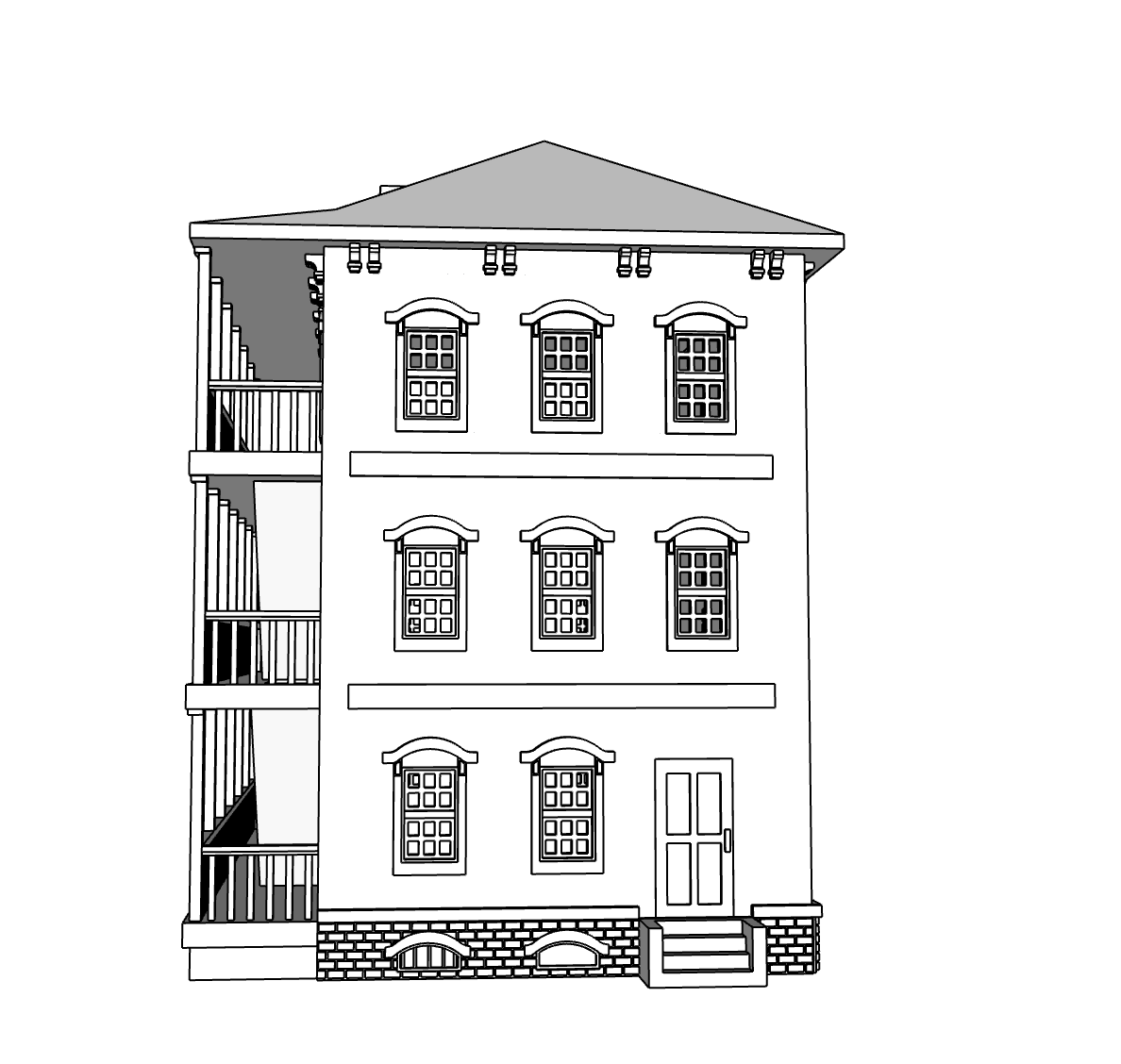 00116 - Ashton Street Row House - Right - N Scale Model Kit
