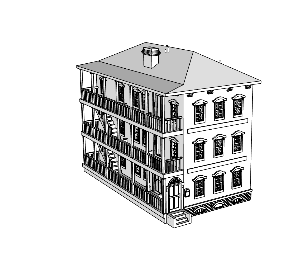 00116-2 - Ashton Street Row House - Left - N Scale Model Kit