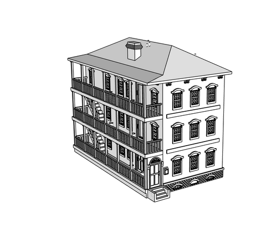 00116-2 - Ashton Street Row House - Left - N Scale Model Kit