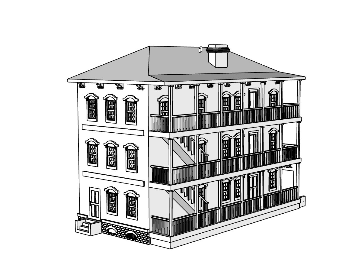 00116-2 - Ashton Street Row House - Left - N Scale Model Kit