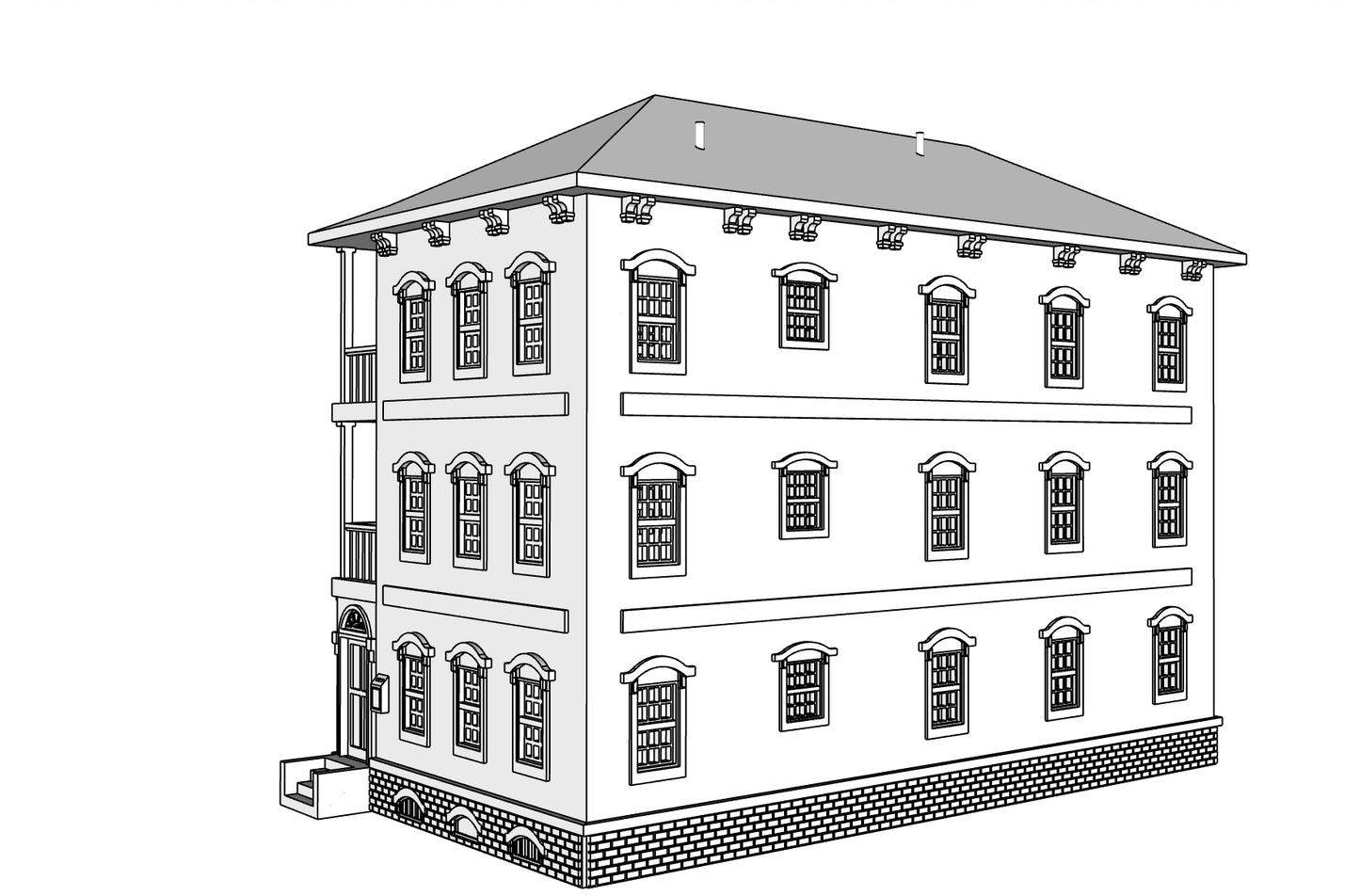 00116-2 - Ashton Street Row House - Left - N Scale Model Kit