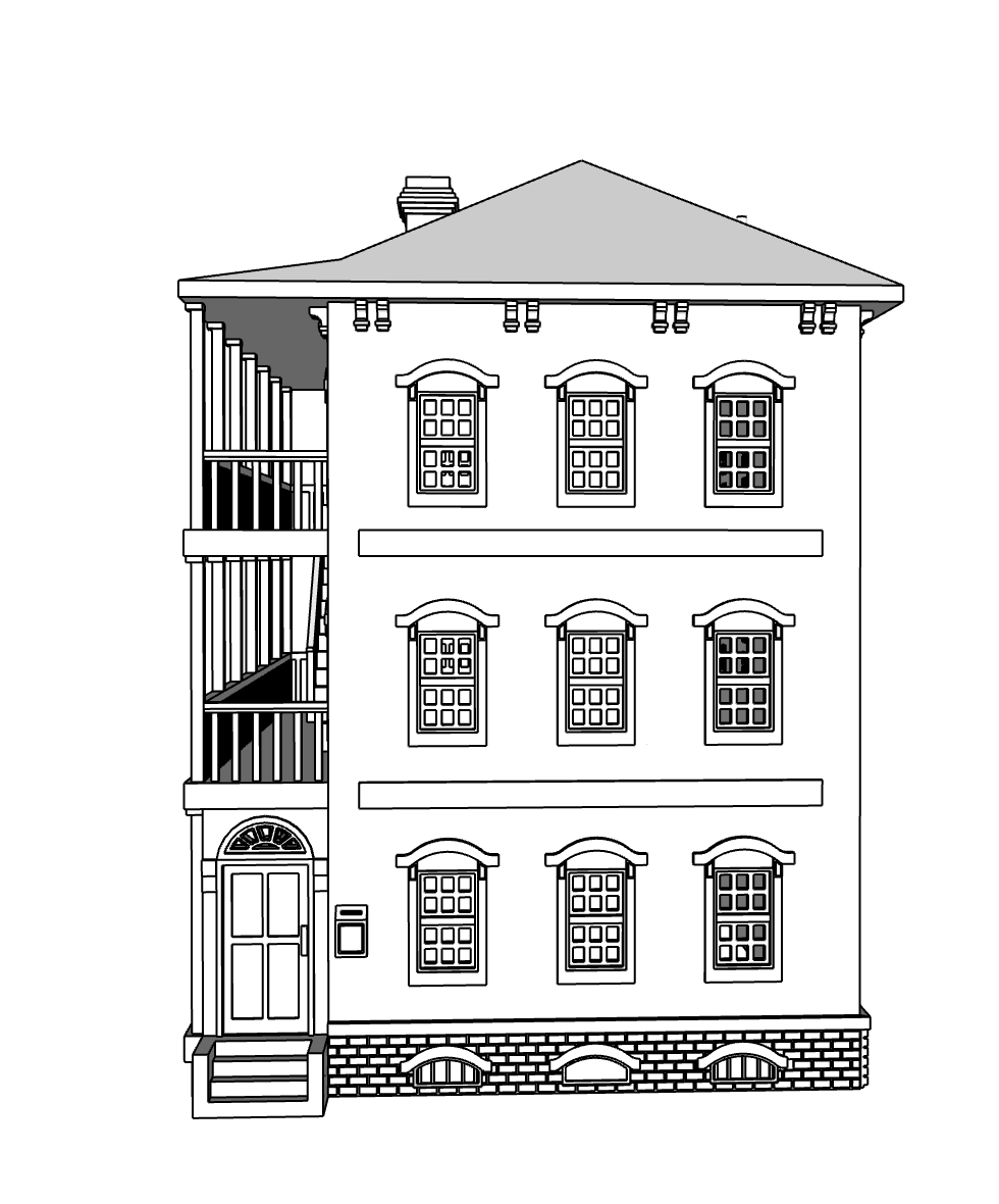 00116-2 - Ashton Street Row House - Left - N Scale Model Kit