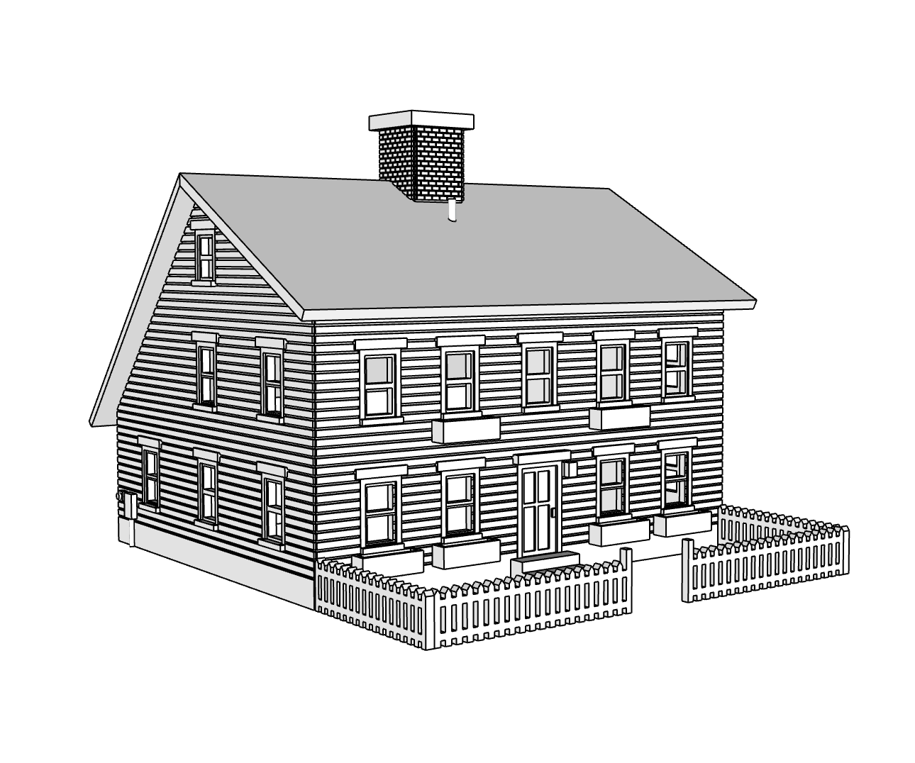 00123 - Hawthorn Saltbox House - N Scale Model Kit