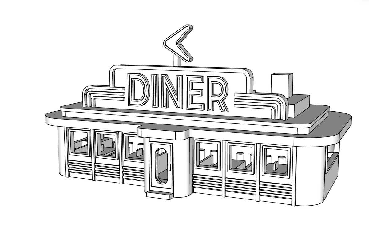 00150 - Richie’s Roadside Diner - Detailed Interior - N Scale Model Kit