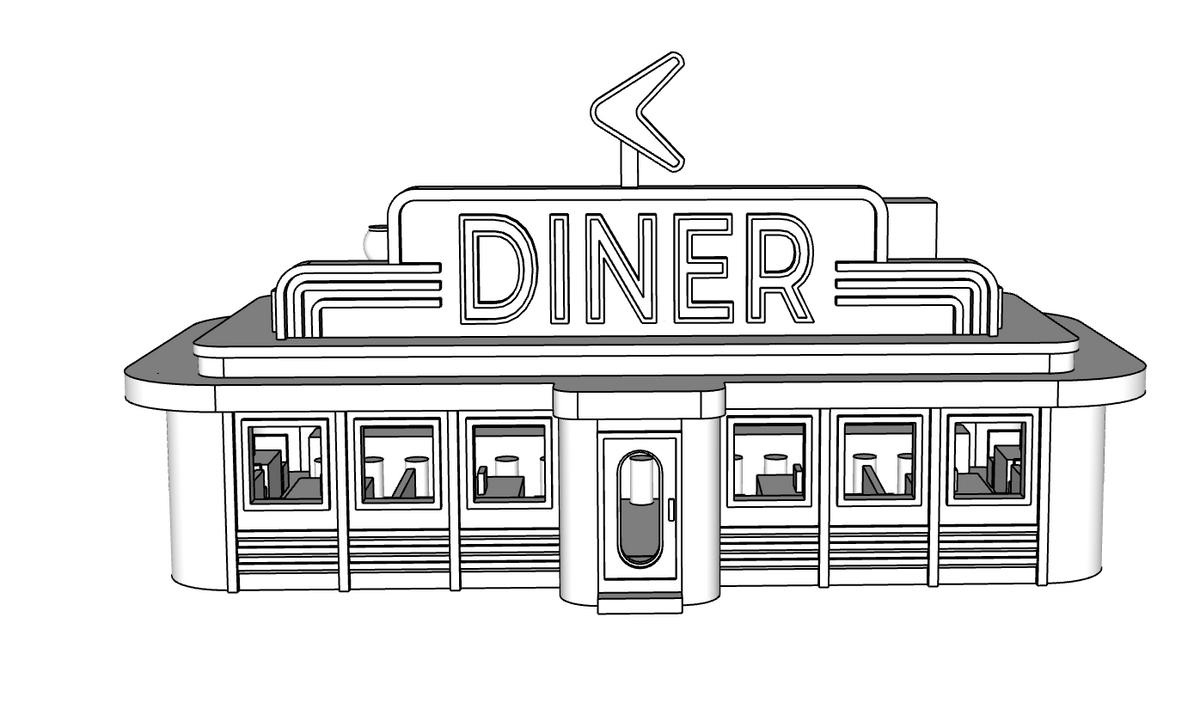00150 - Richie’s Roadside Diner - Detailed Interior - N Scale Model Kit