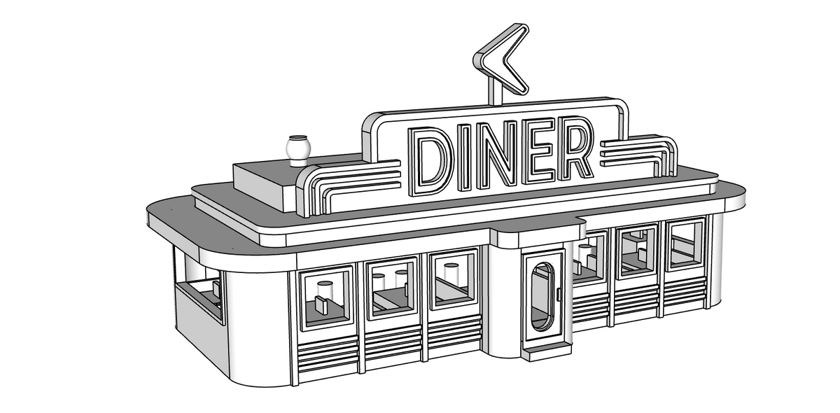 00150 - Richie’s Roadside Diner - Detailed Interior - N Scale Model Kit