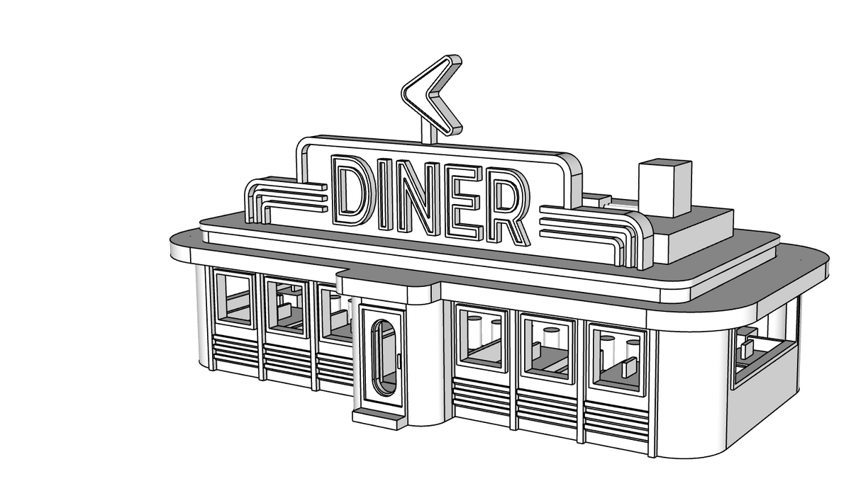 00150 - Richie’s Roadside Diner - Detailed Interior - N Scale Model Kit